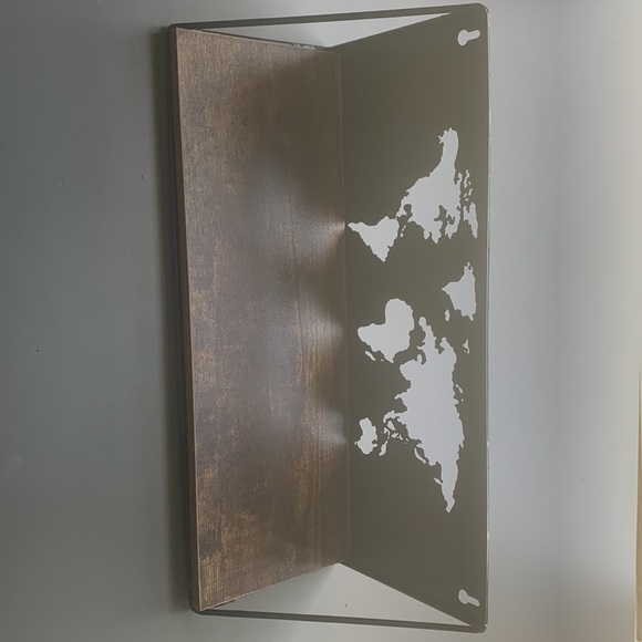 (1894) Two Wooden Shelves with atlas map cut out on metal back - Picture 6 of 10